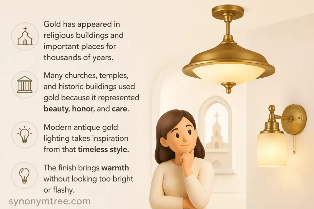 Biblical And Historical Meaning Of Antique Gold Ceiling Lights And Switched Wall Lights