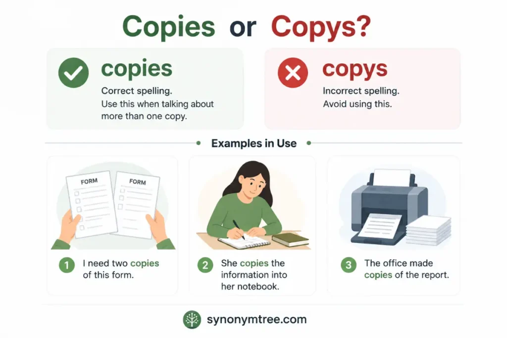 Copies Or Copys In Real Sentences