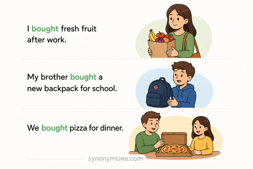Easy Real Life Sentences Using Brought Vs Bought