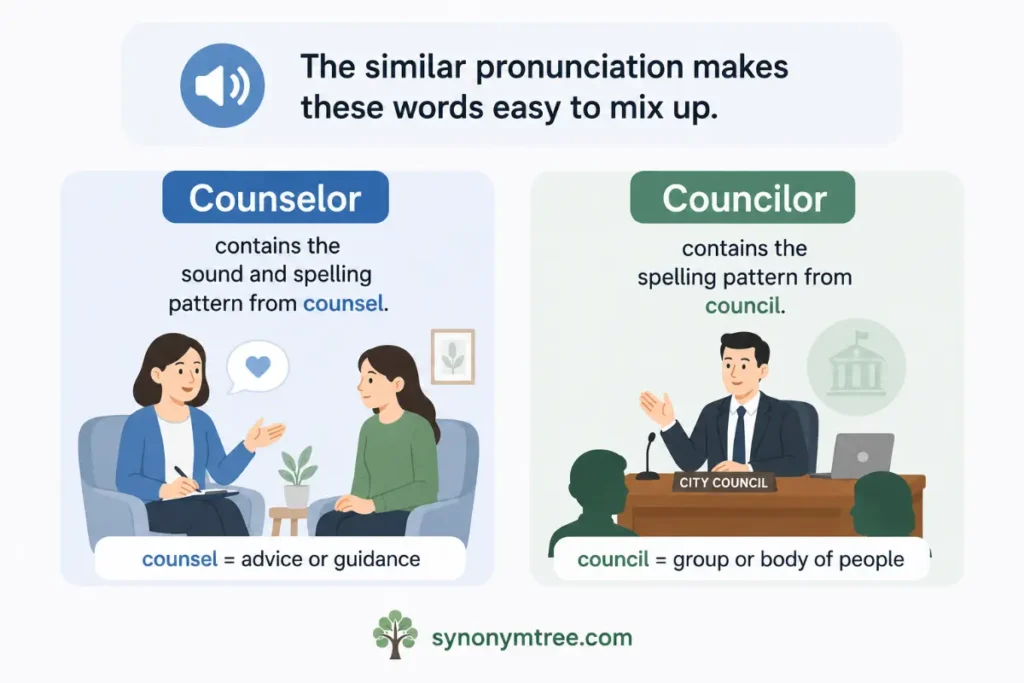 Pronunciation And Spelling For Counselor Vs Councilor