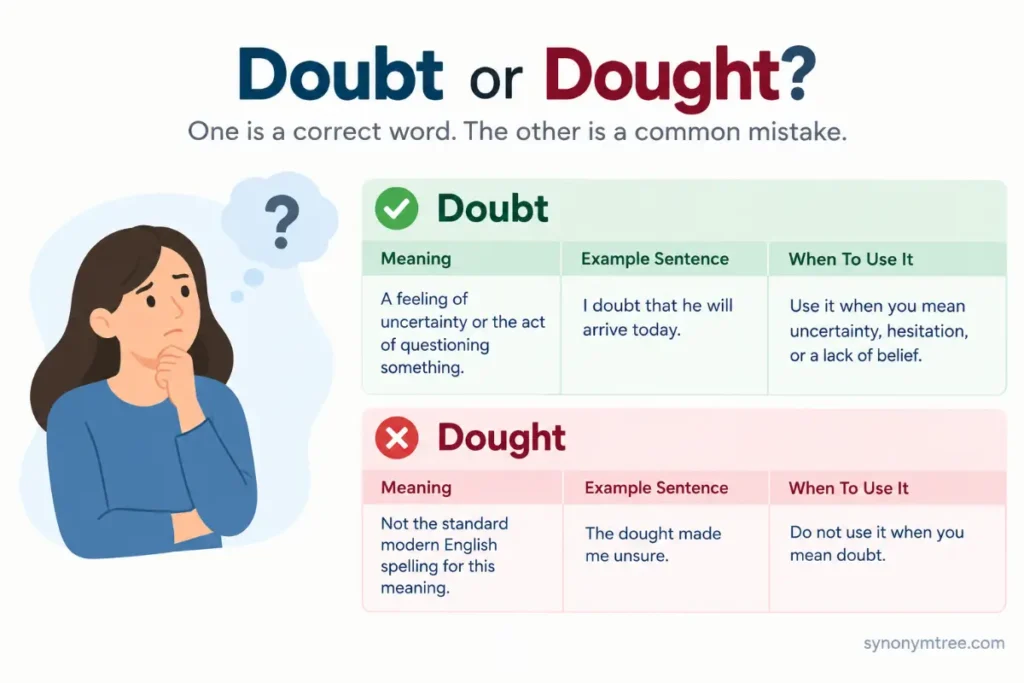 Comparison Table Dought Vs Doubt 