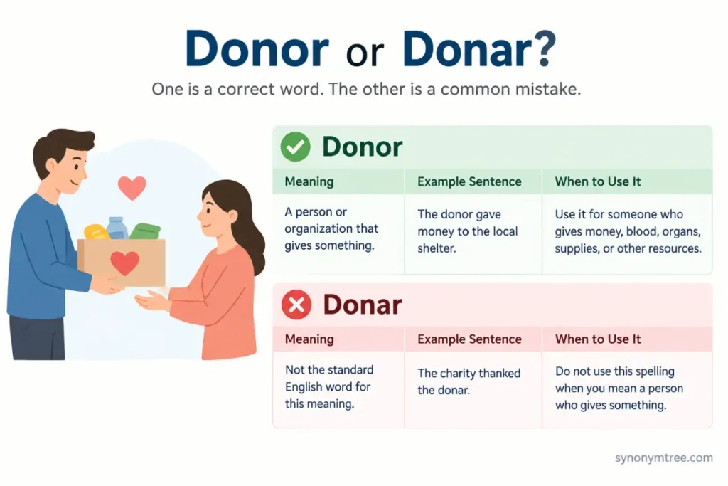Comparison Table For  Donar Or Donor
