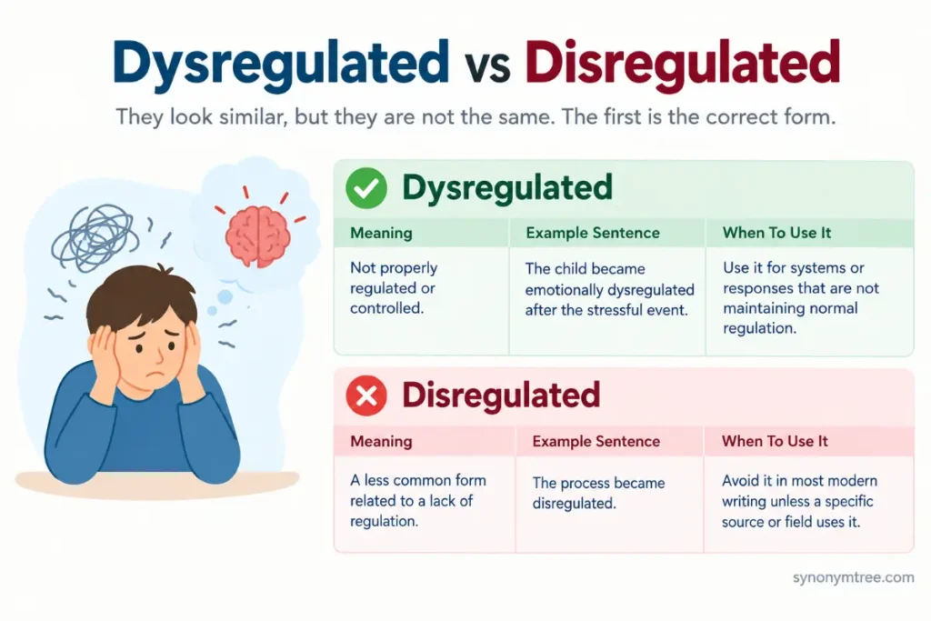 Comparison Table for Dysregulated Vs Disregulated