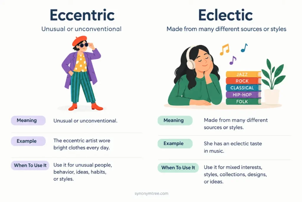 Comparison Table For Eccentric Vs Eclectic