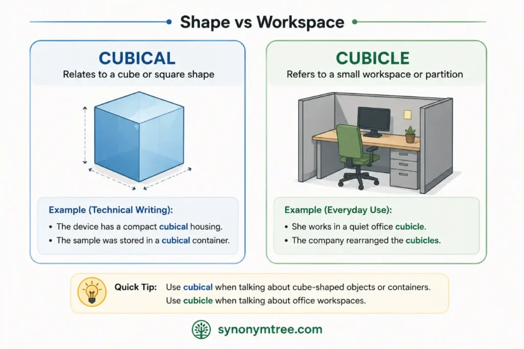 Examples For Technical Writing of Cubical vs Cubicle