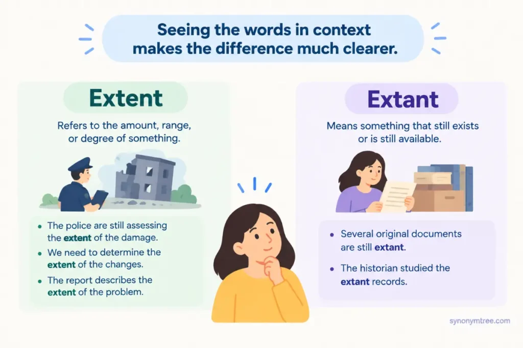 Extent vs Extant In Real Sentences