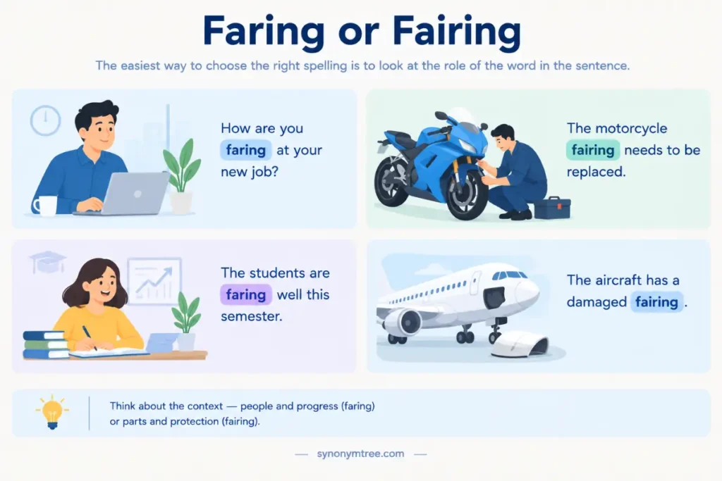 Faring Or Fairing In A Sentence