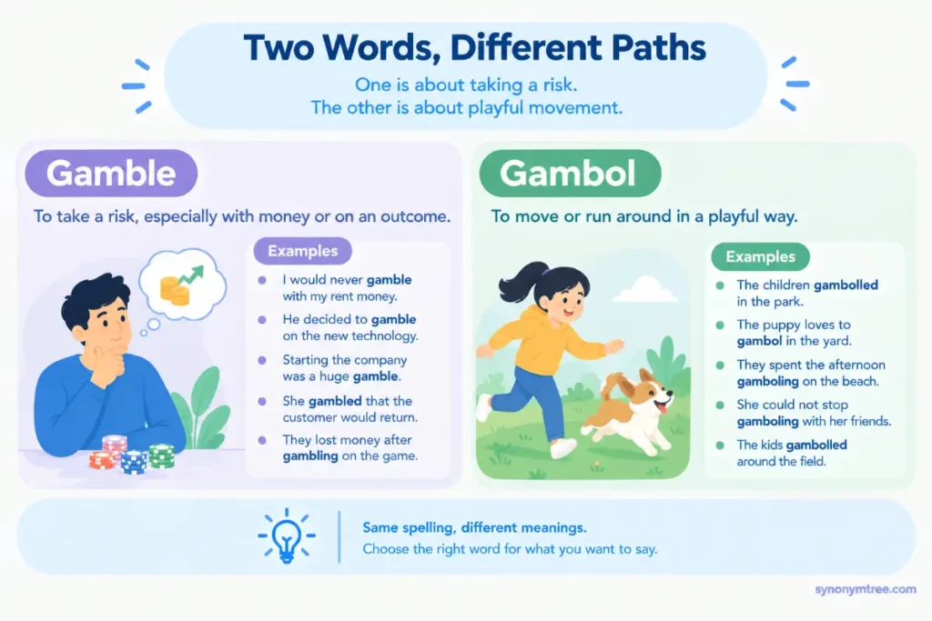 Gamble vs Gambol in Simple Sentences
