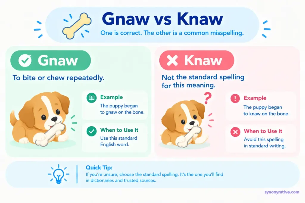 Gnaw or Knaw in a Simple Comparison