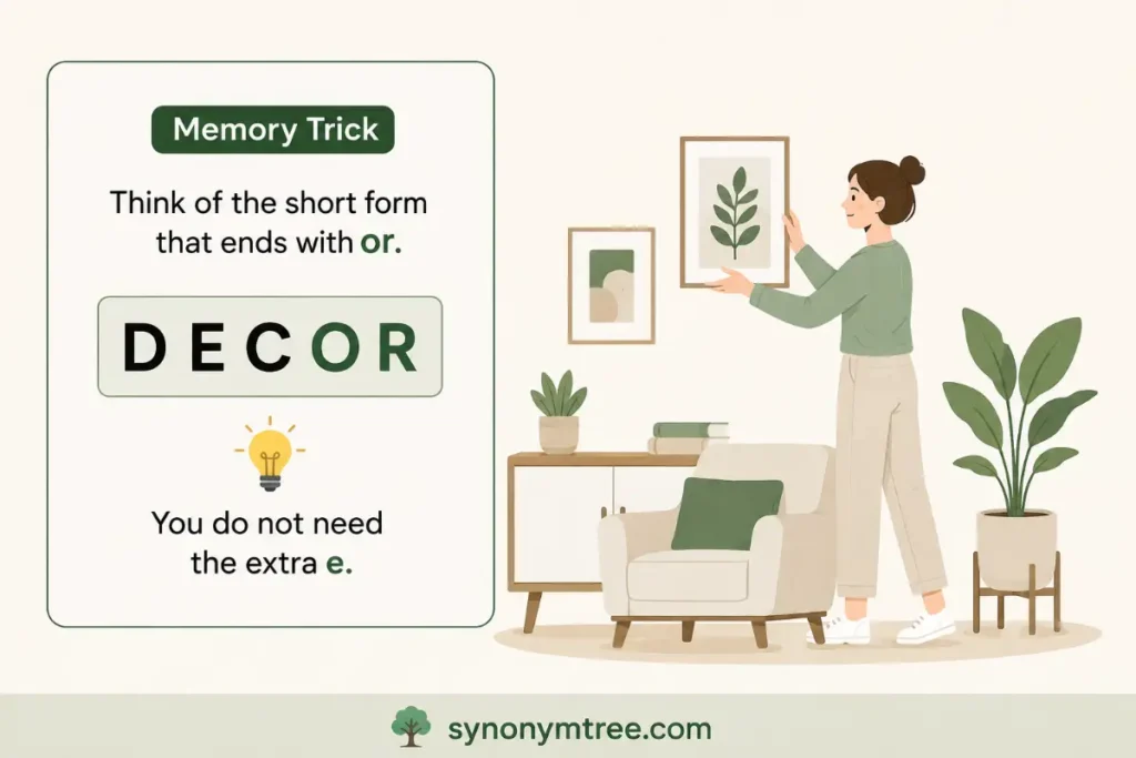 How To Remember The Correct Spelling for Decore Or Decor