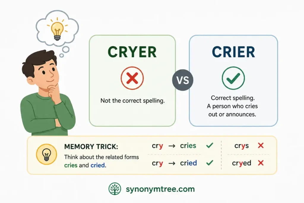 How To Remember The Correct Spelling in Cryer vs Crier