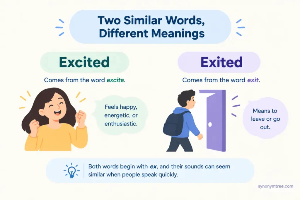Why These Words Get Confused These Excited Vs Exited
